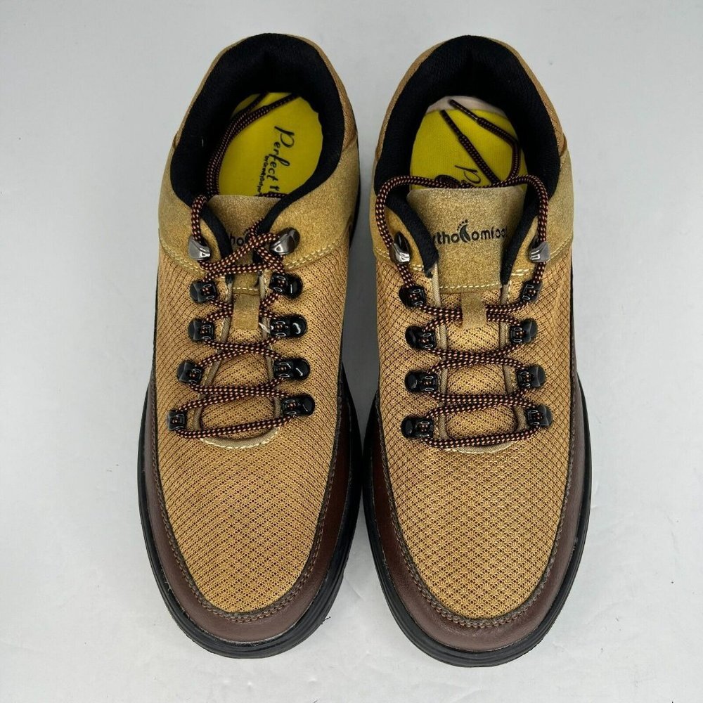 OrthoComfoot Mens 22JC03 Beige Brown Leather Suede Lace Up Size 43 Casual Shoes - Picture 4 of 9